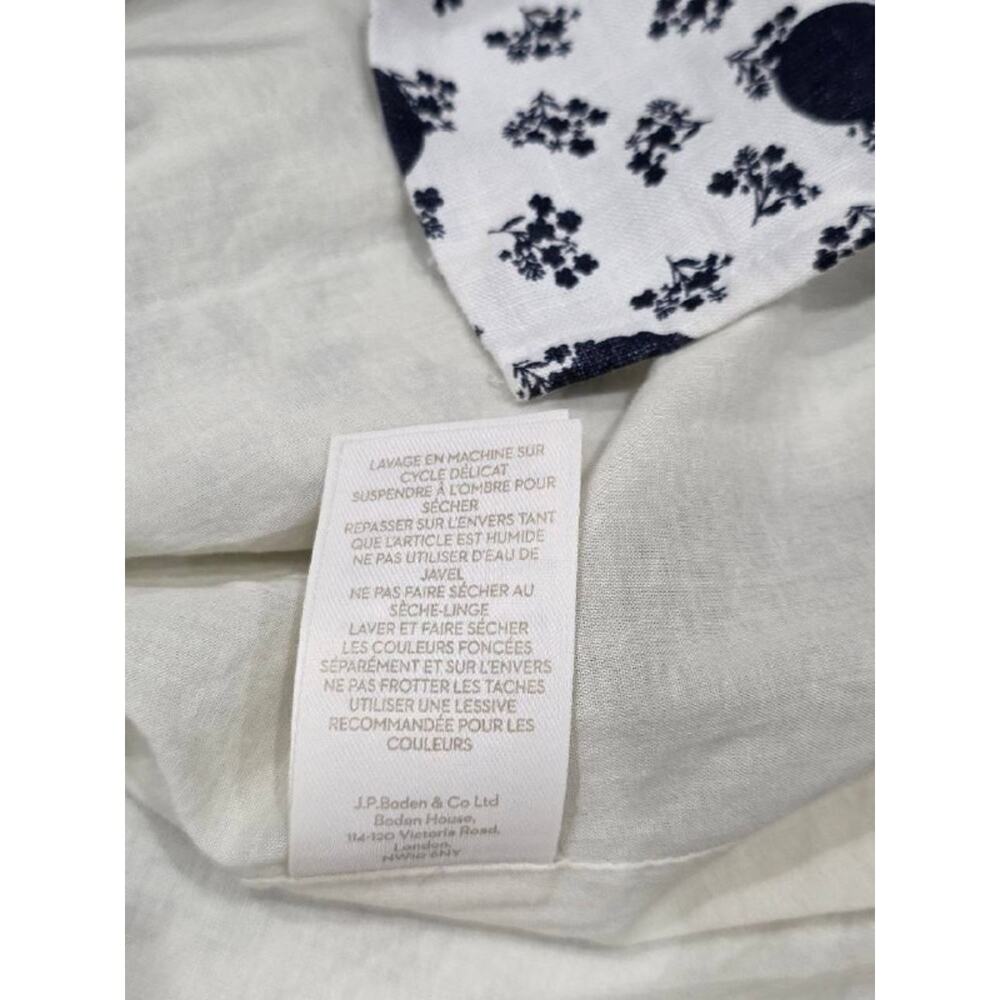 Boden Nancy Linen Midi Dress flower v-neck 8 R White blue A004530 - Picture 9 of 13